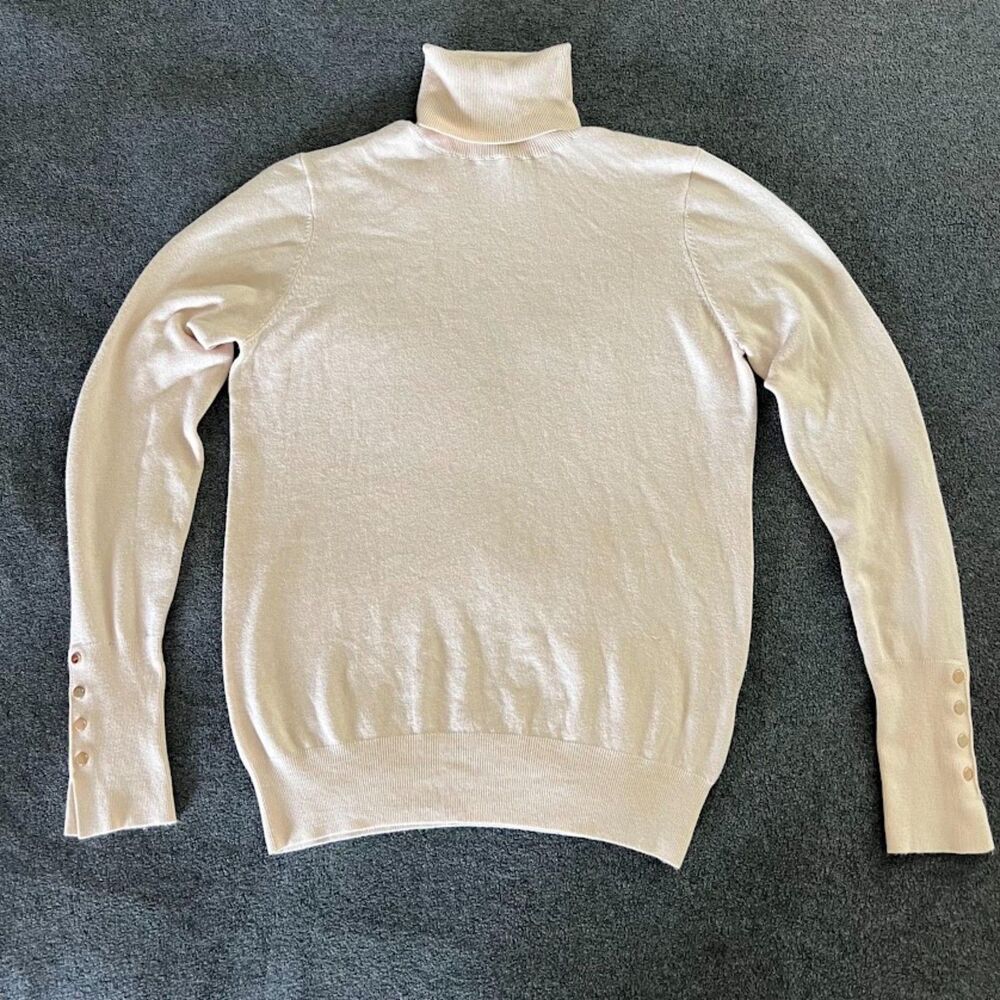Zara Off-White Turtleneck Knit Gold Buttons, Size S